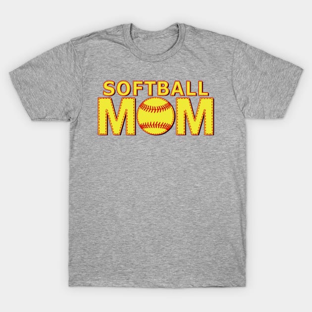 Fastpitch Softball Mom Yellow Ball Laces Stitch T-Shirt by TeeCreations